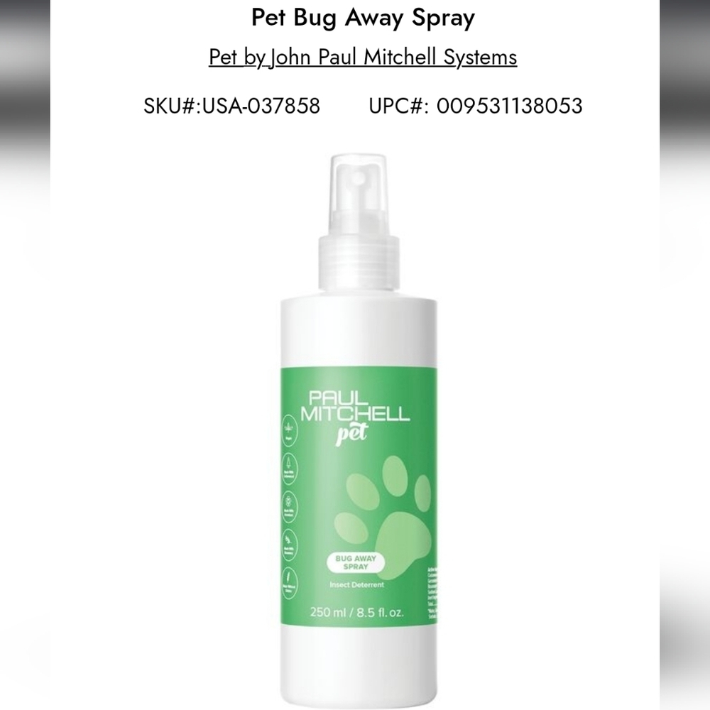 NEW Paul Mitchell Pet Insect Deterrent Spray - Green